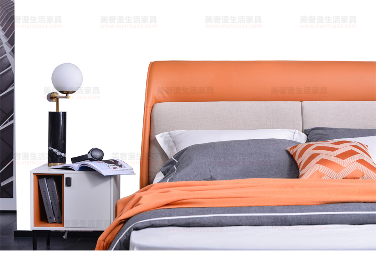 美奢漫橘色科技布软床XM-7317A#